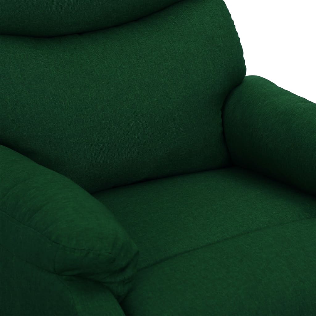 Zvedací masážní křeslo tmavě zelené textil