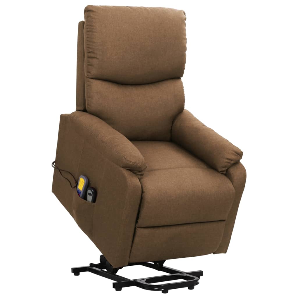 vidaXL Fotoliu de masaj cu ridicare, gri taupe, material textil