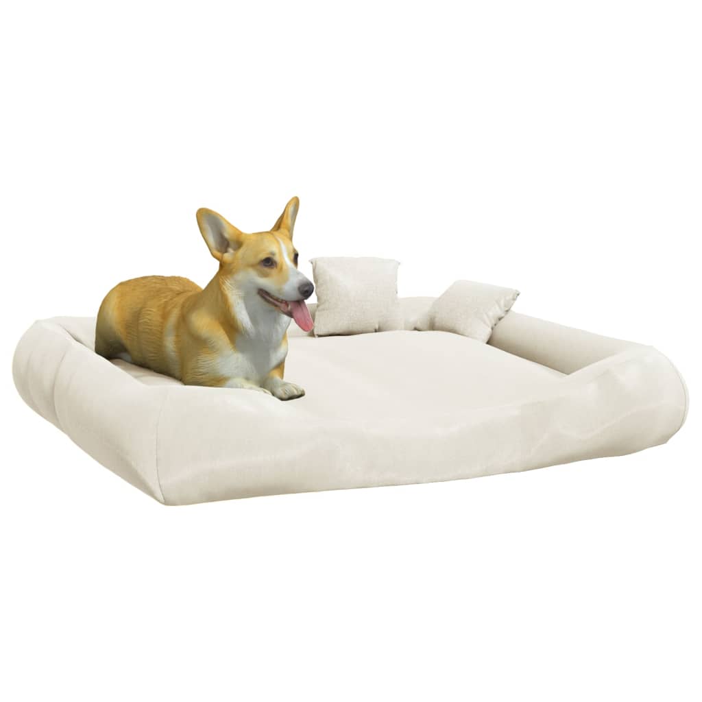 vidaXL Cojín para perros con almohadas tela oxford beige 115x100x20 cm