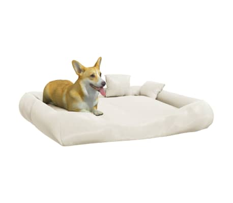 vidaXL Cojín para perros con almohadas tela oxford beige 115x100x20 cm