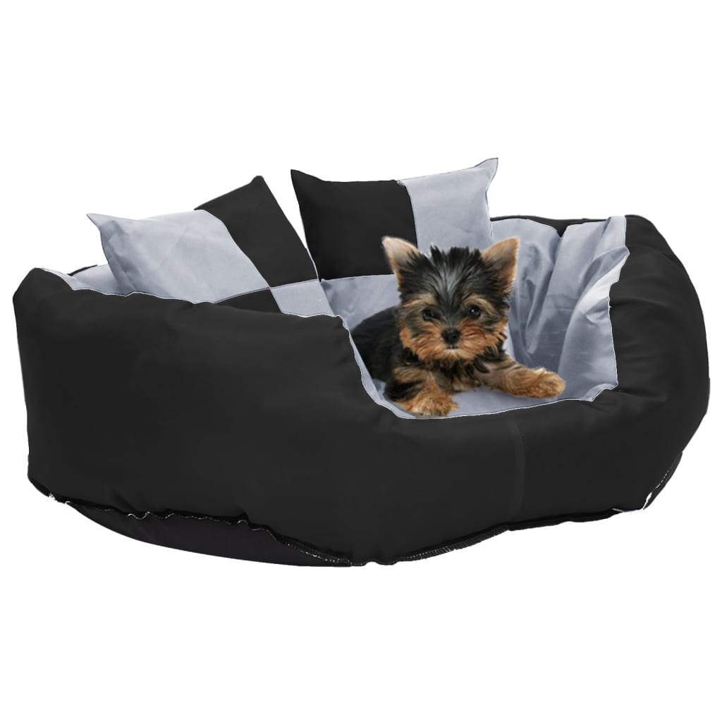 vidaXL Pernă reversibilă și lavabilă pentru câini, gri și negru, 65x50x20 cm vidaxl.ro