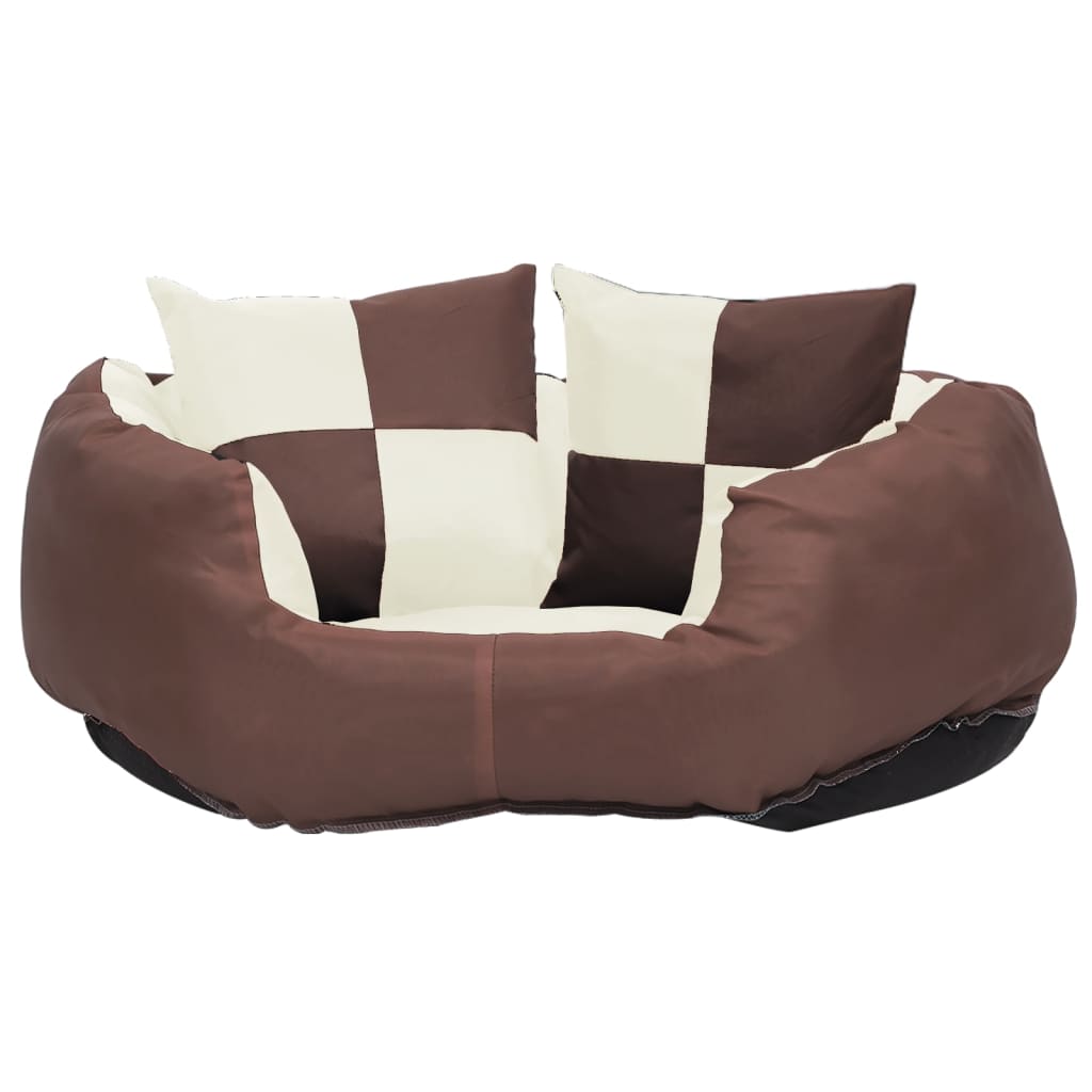 

vidaXL Hondenkussen omkeerbaar en wasbaar 65x50x20 cm bruin en crème