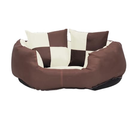vidaXL Dvostrani perivi jastuk za pse smeđi i krem 65 x 50 x 20 cm