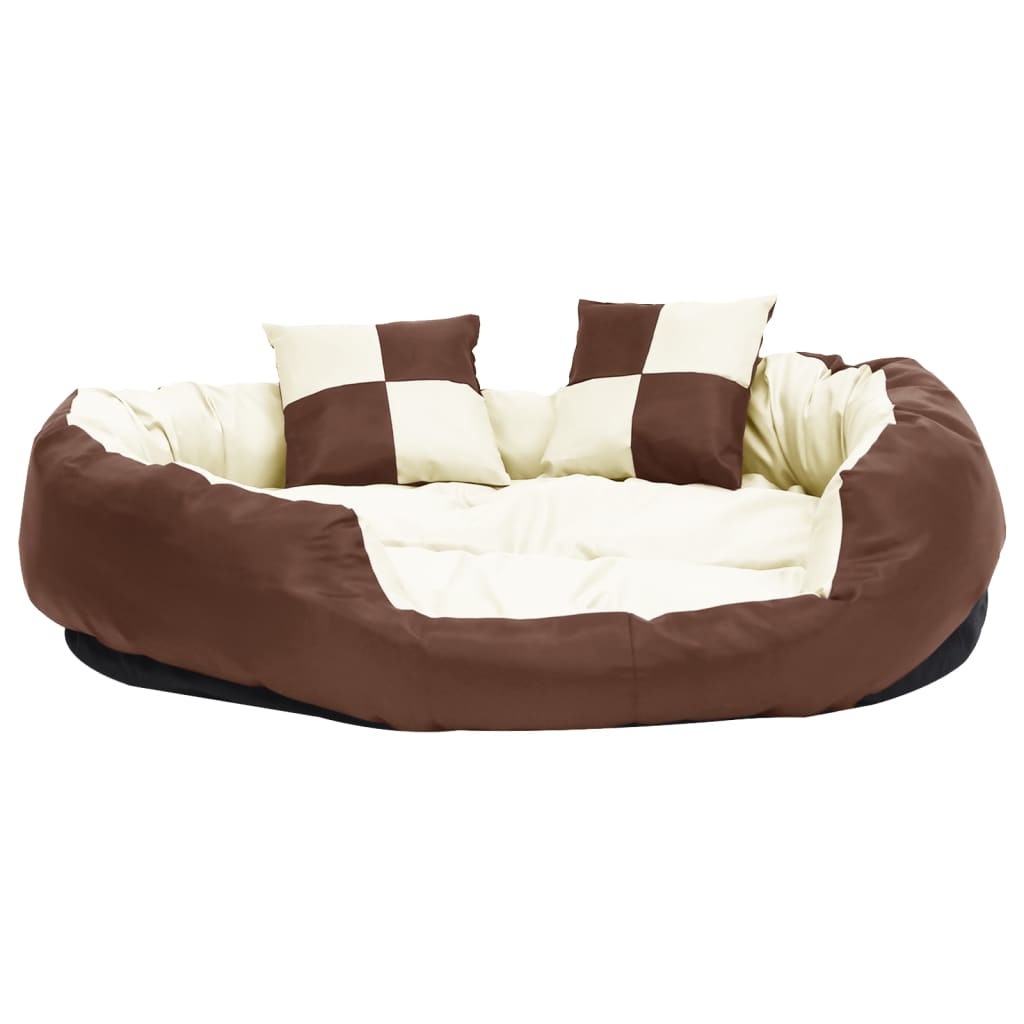 

vidaXL Hondenkussen omkeerbaar en wasbaar 110x80x23 cm bruin en crème