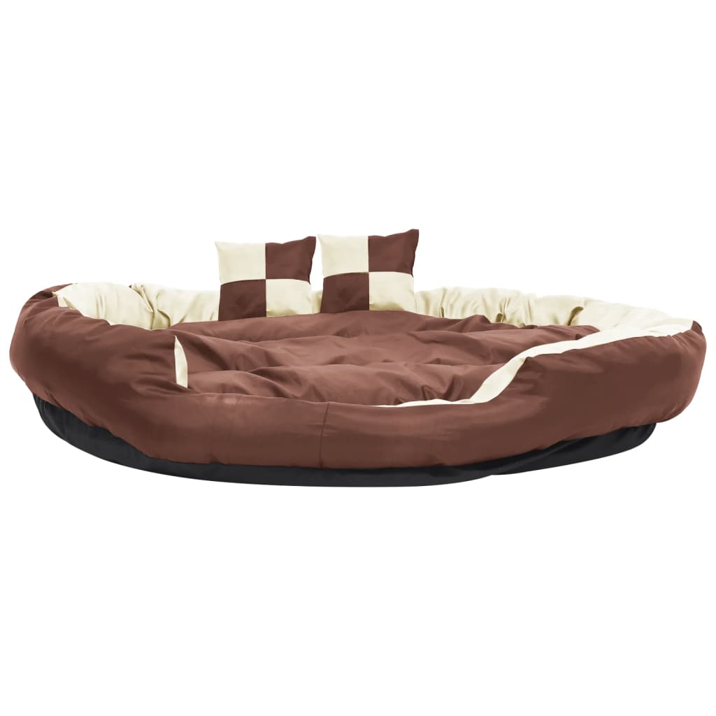 vidaXL Dvostrani perivi jastuk za pse smeđi i krem 150 x 120 x 25 cm
