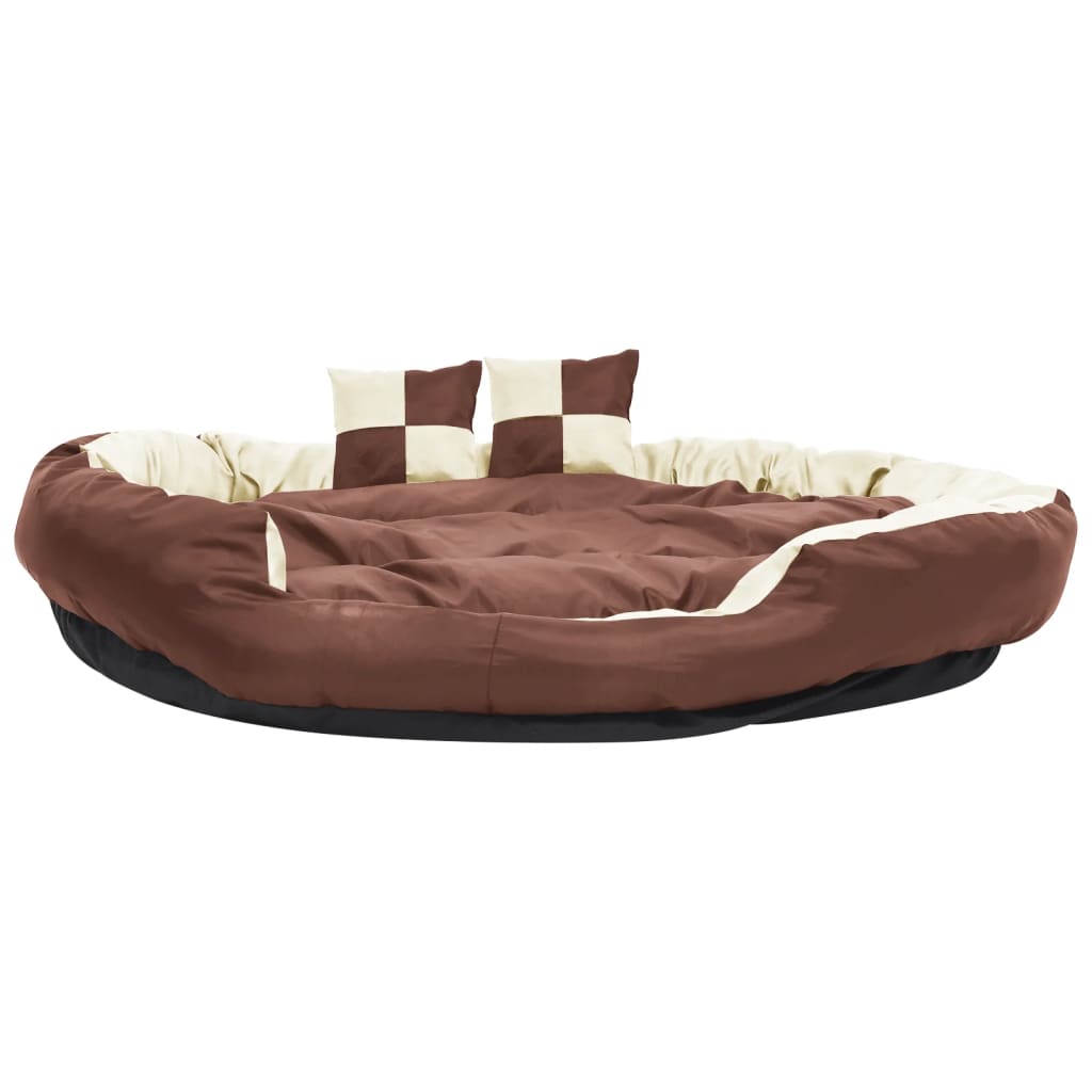 vidaXL Reversible & Washable Dog Cushion Brown and Cream 150x120x25 cm