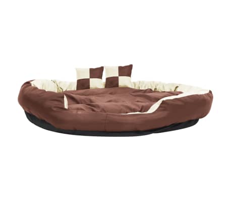 vidaXL Dvostrani perivi jastuk za pse smeđi i krem 150 x 120 x 25 cm