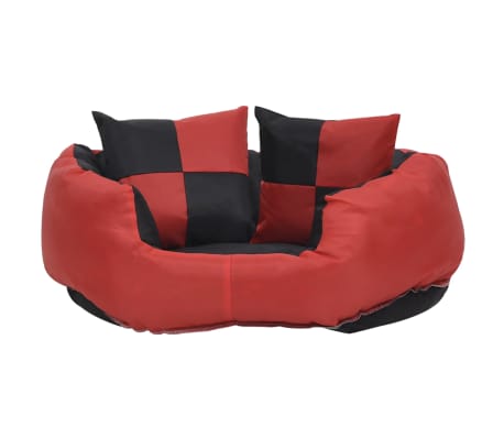 vidaXL Coussin réversible lavable pour chien Rouge et noir 65x50x20 cm