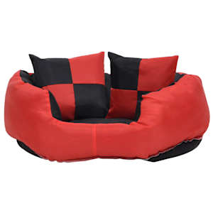 vidaXL Vendbar og vaskbar hundepute r&oslash;d og svart 65x50x20 cm