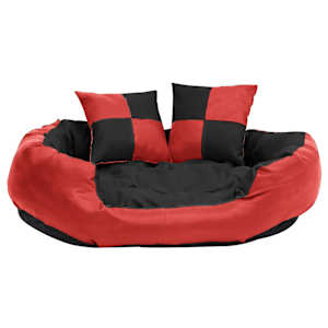 vidaXL Pasja blazina dvostranska in pralna rdeča in črna 85x70x20 cm
