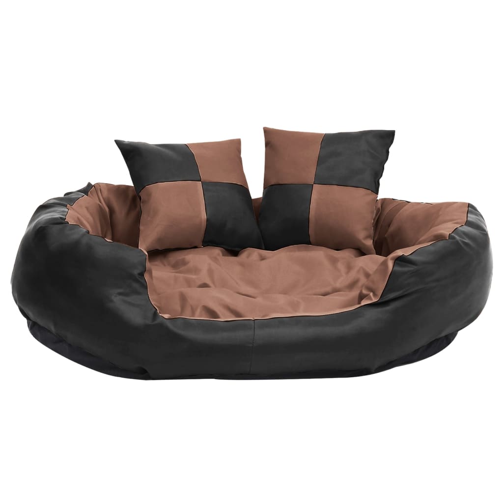 vidaXL Dvipusė skalbiama pagalvė šunims, juoda ir ruda, 85x70x20cm