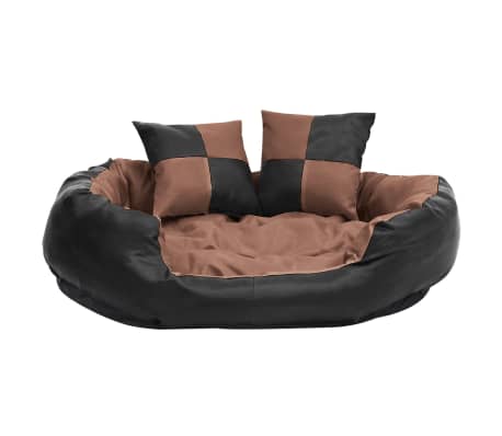 vidaXL Coussin r&eacute;versible lavable de chien Noir et marron 85x70x20 cm