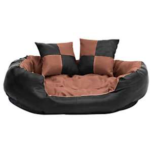 vidaXL Coussin r&eacute;versible lavable de chien Noir et marron 85x70x20 cm