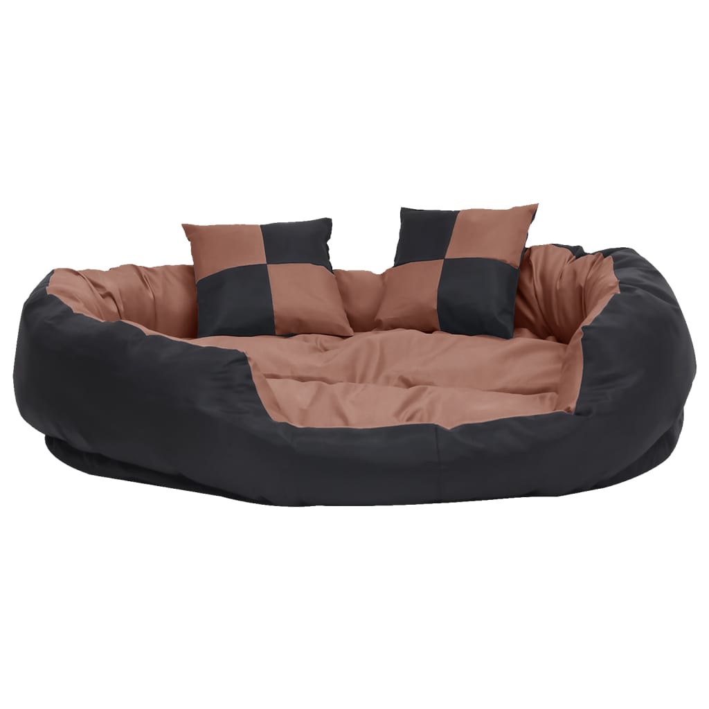 vidaXL Coussin réversible lavable de chien Noir et marron 110x80x23 cm