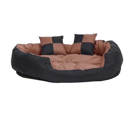 vidaXL Coussin réversible lavable de chien Noir et marron 110x80x23 cm