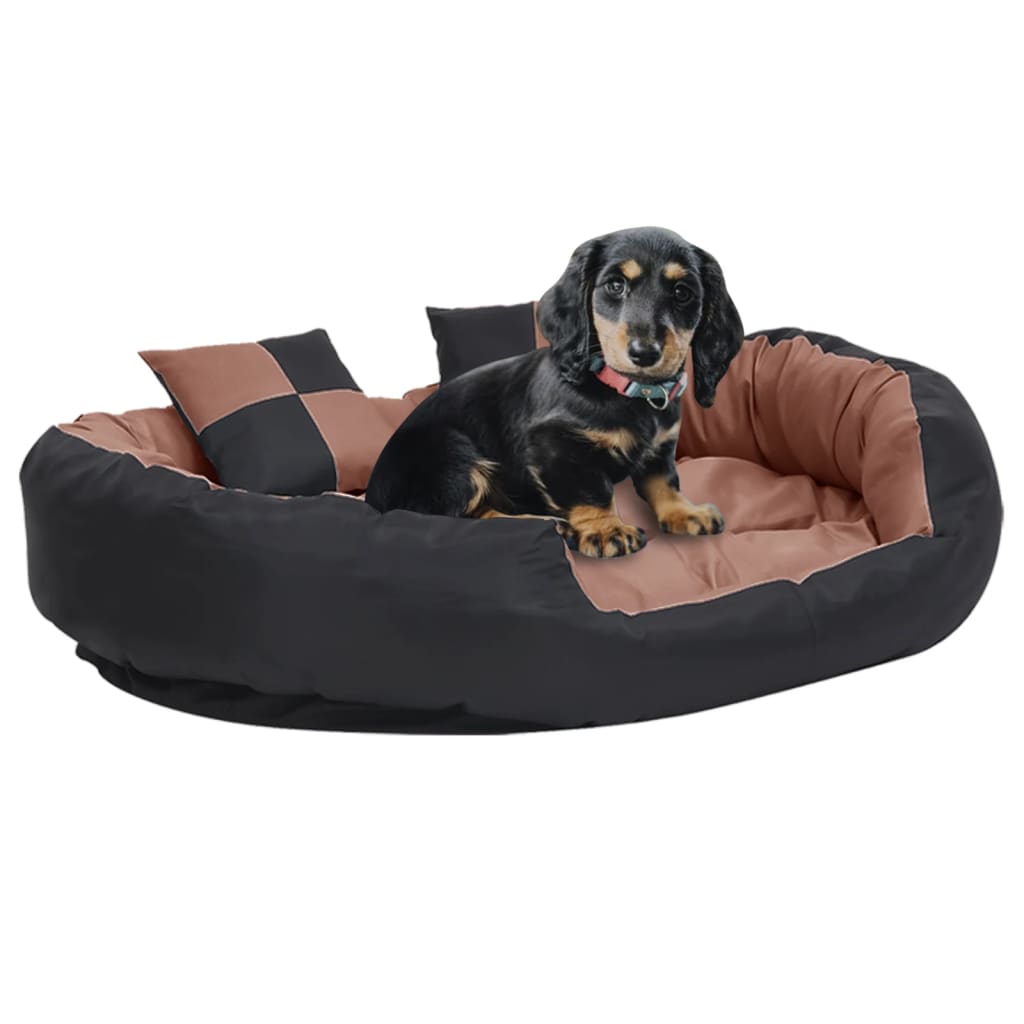 Dvipusė skalbiama pagalvė šunims, juoda ir ruda, 110x80x23cm | Stepinfit