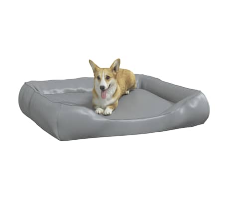 vidaXL Cama para perros de cuero sintético gris claro 105x80x25 cm