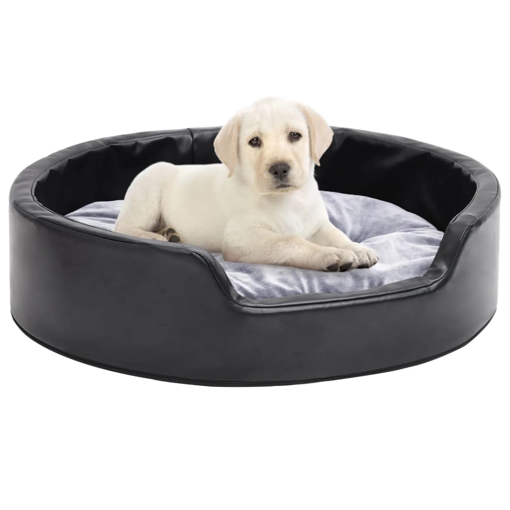 vidaXL Lit pour chiens Noir et gris 69x59x19 cm Peluche et similicuir