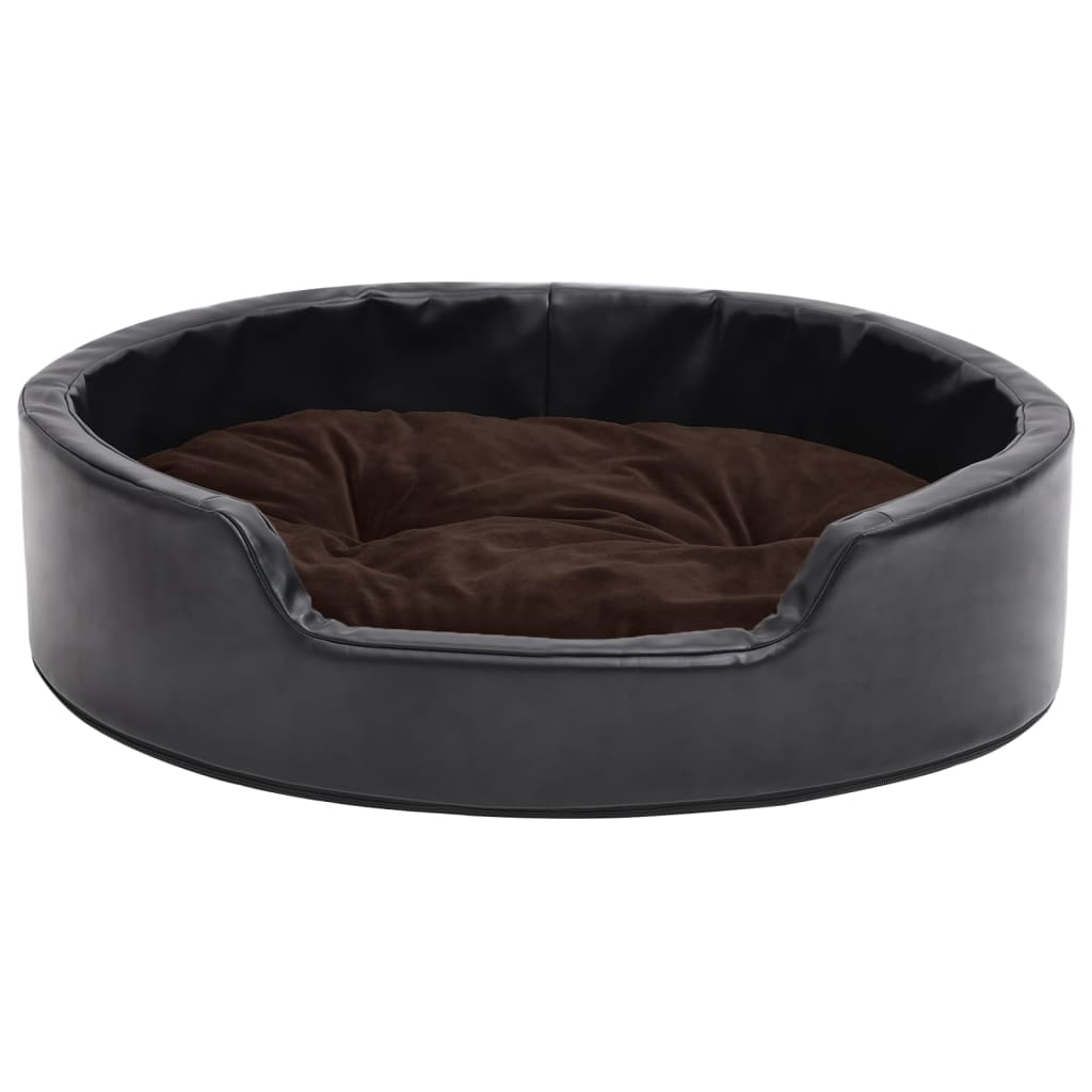 vidaXL Cama para perros felpa cuero sintético negro marron 69x59x19 cm