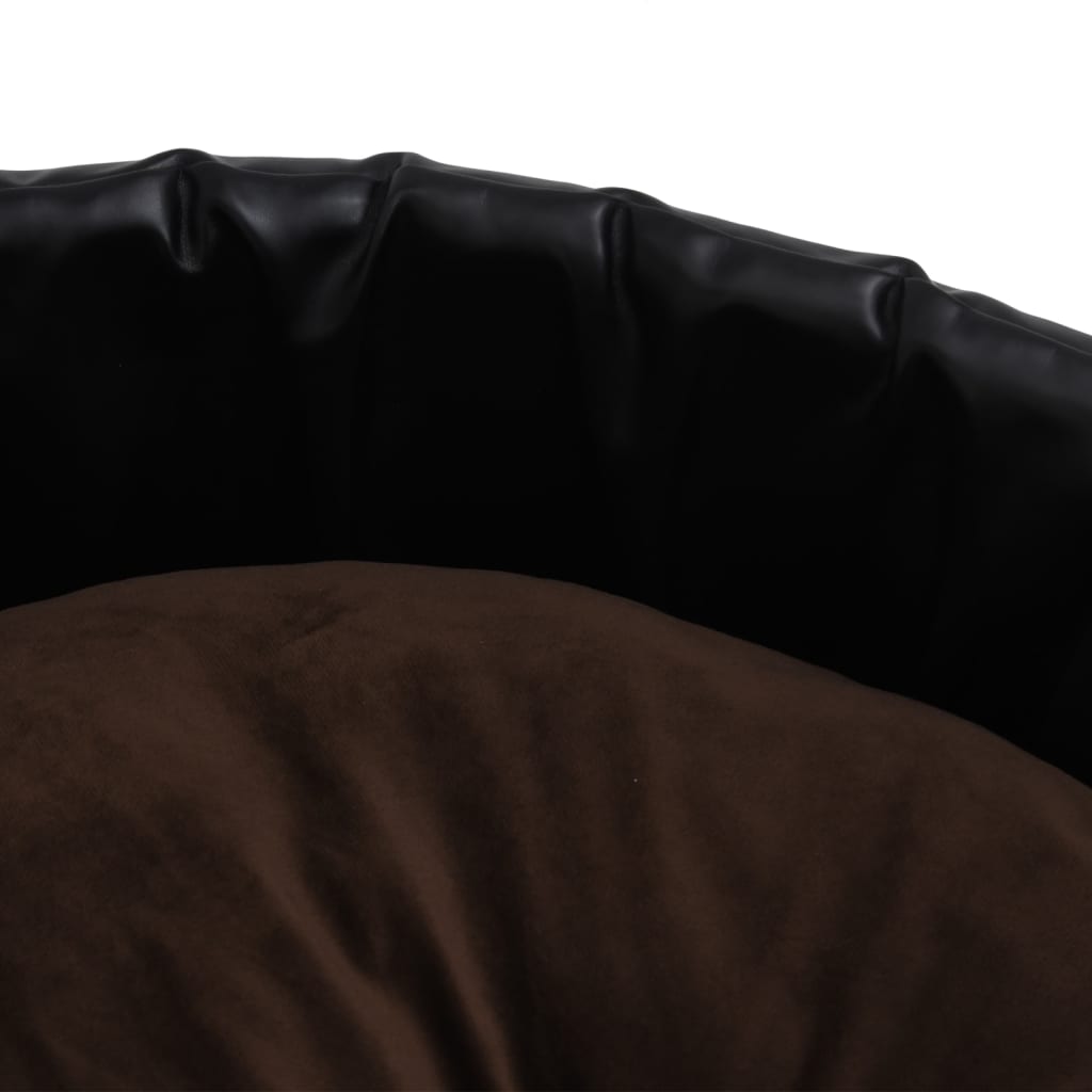 Fekete-barna plüss és műbőr kutyaágy 69 x 59 x 19 cm 