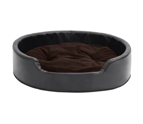 vidaXL Cama de perros felpa y cuero sintético negro marrón 79x70x19 cm