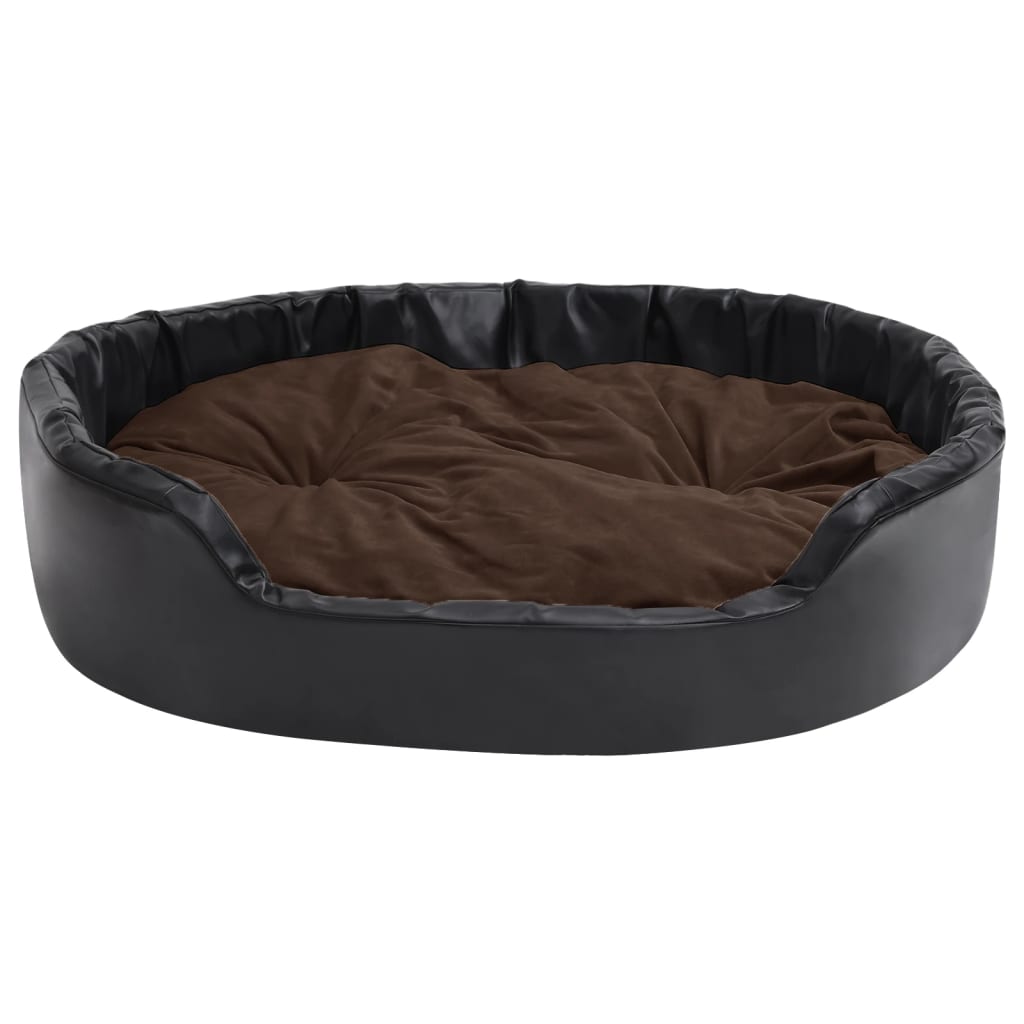 vidaXL Hundebett Schwarz-Braun 99x89x21 cm Plüsch und Kunstleder