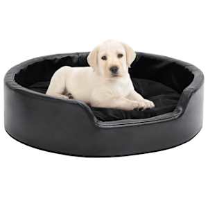 Pasja postelja črna 69x59x19 cm pliš in umetno usnje