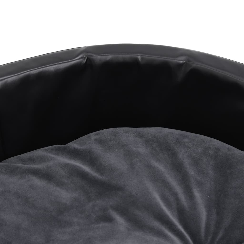Fekete-sötétszürke plüss és műbőr kutyaágy 69 x 59 x 19 cm 