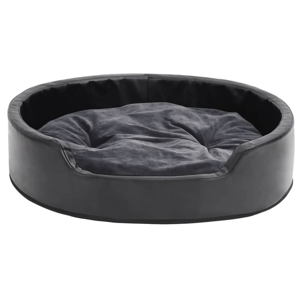 vidaXL Κρεβάτι Σκύλου Μαύρο/Σκ. Γκρι 79x70x19 εκ. Βελουτέ/Συνθ. Δέρμα