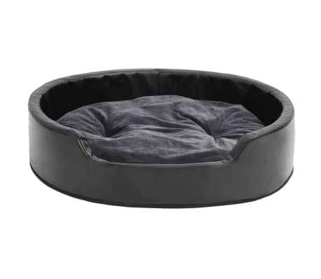 vidaXL Cama de perros felpa y cuero sintético gris oscuro 79x70x19 cm