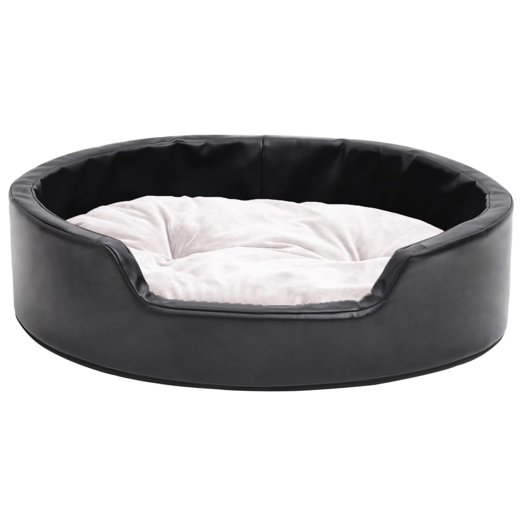 vidaXL Κρεβάτι Σκύλου Μαύρο/Μπεζ 69 x 59 x 19 εκ. Βελουτέ/Συνθ. Δέρμα