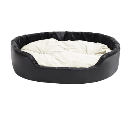 vidaXL Κρεβάτι Σκύλου Μαύρο/Μπεζ 99 x 89 x 21 εκ. Βελουτέ/Συνθ. Δέρμα