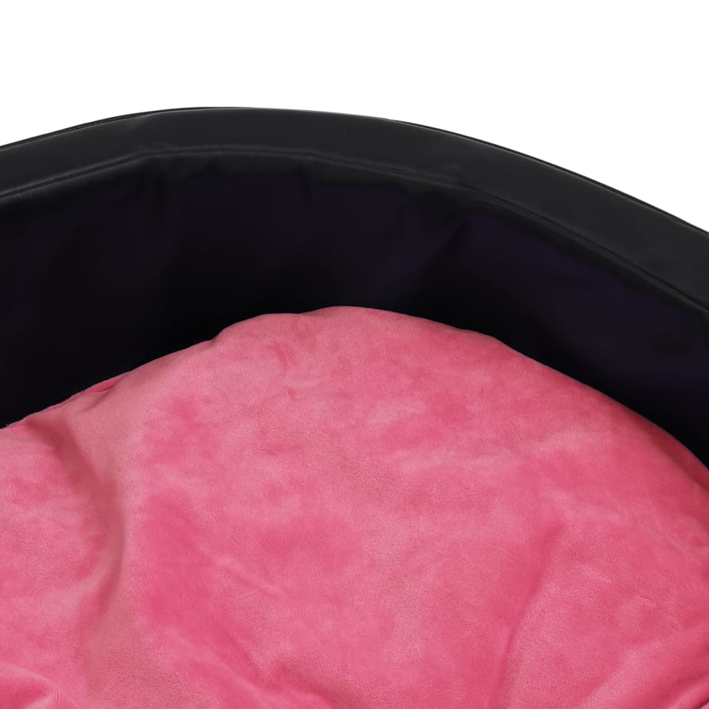 Fekete-rózsaszín plüss és műbőr kutyaágy 69 x 59 x 19 cm 