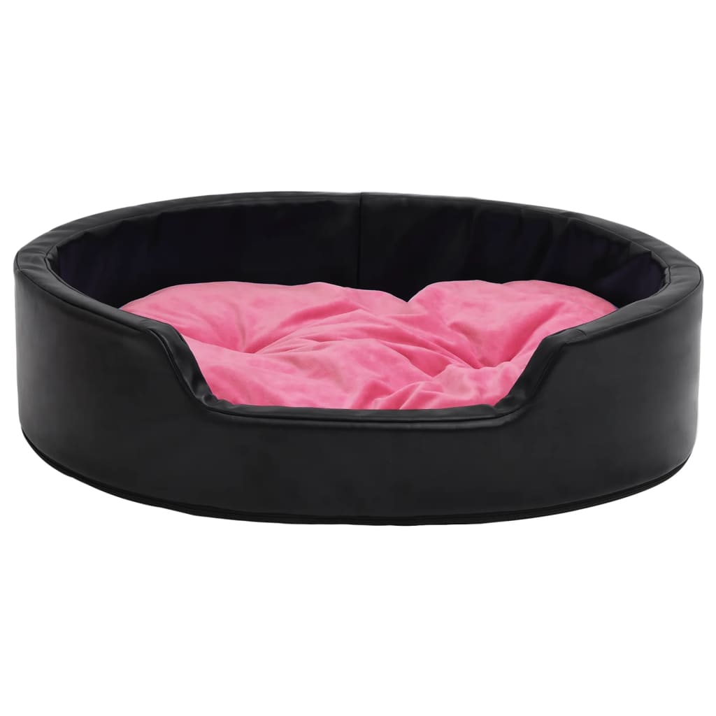 

vidaXL Hondenmand 79x70x19 cm pluche en kunstleer zwart en roze