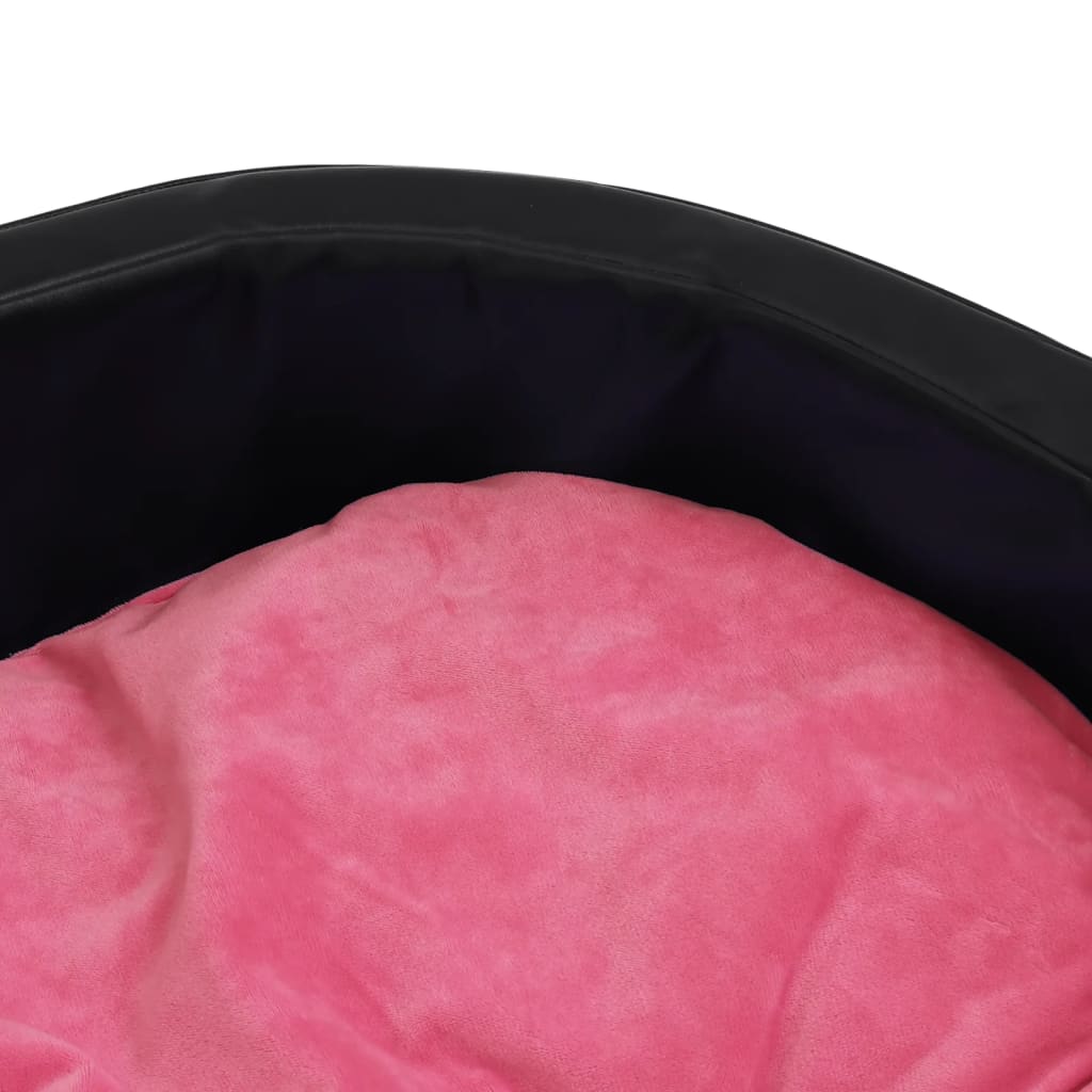 Fekete-rózsaszín plüss és műbőr kutyaágy 79 x 70 x 19 cm 