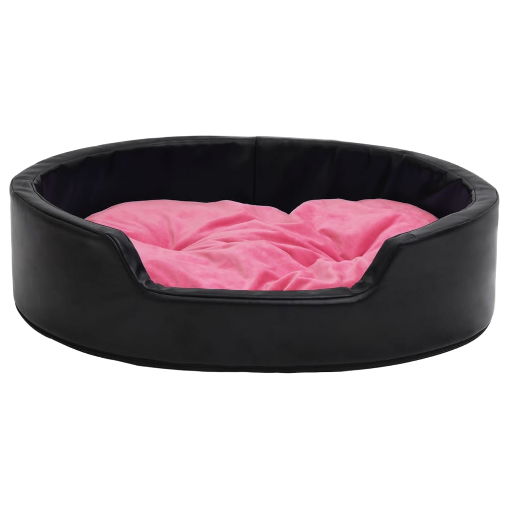 vidaXL Lettino per Cani Nero e Rosa 90x79x20 cm Peluche e Similpelle