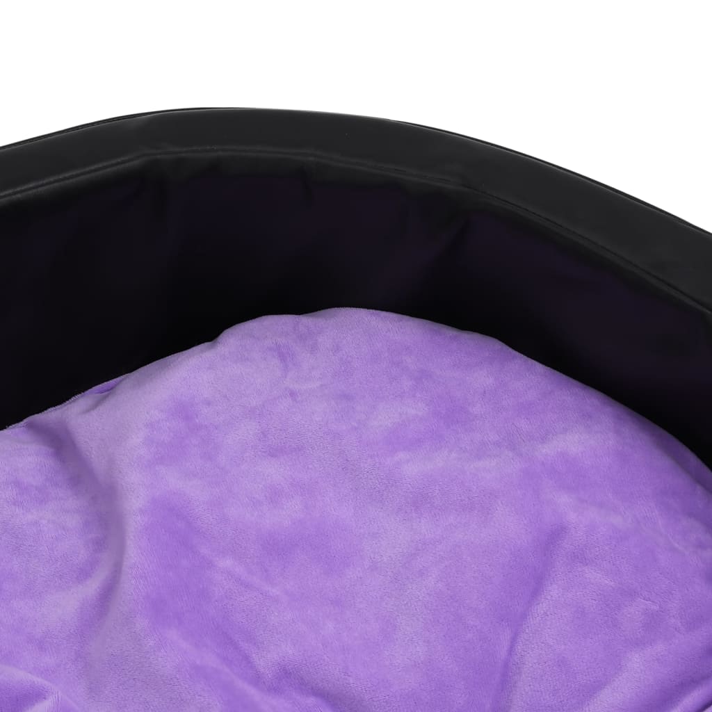 Fekete-lila plüss és műbőr kutyaágy 69 x 59 x 19 cm 