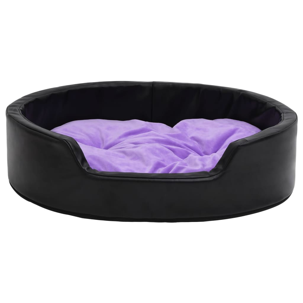 vidaXL Cama de perros felpa y cuero sintético negro y morado 79x70x19 cm