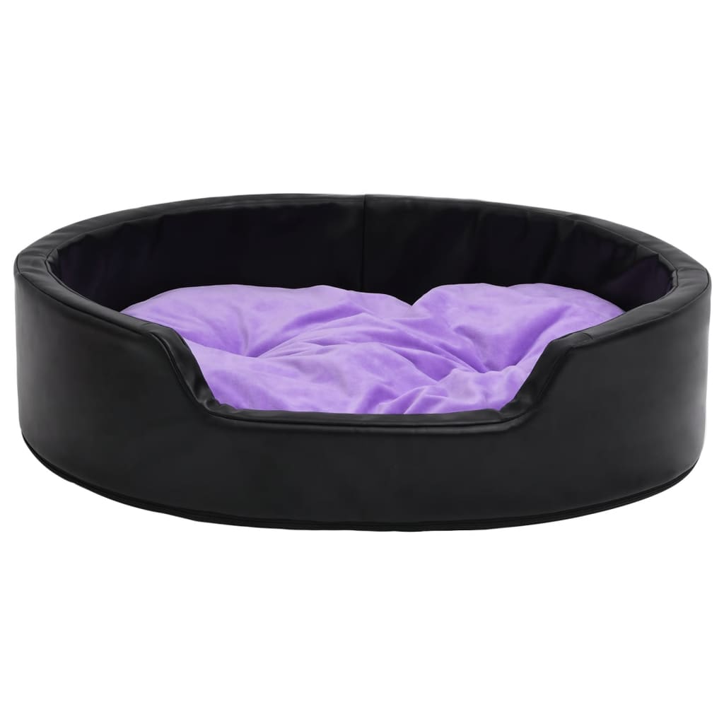 vidaXL Ninho p/ cães 90x79x20 cm pelúcia/couro artif. preto/roxo