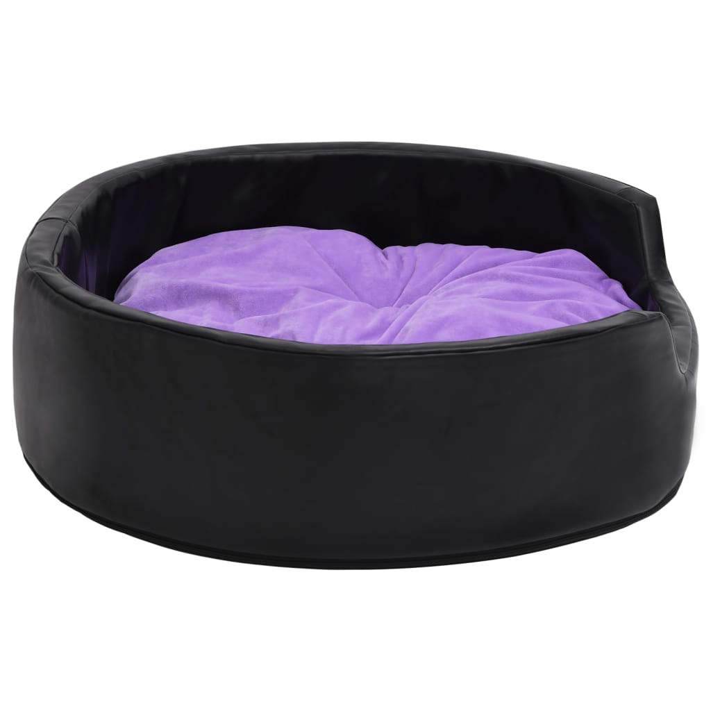 Krevet za pse crno-ljubičasti 90x79x20 cm pliš i umjetna koža
