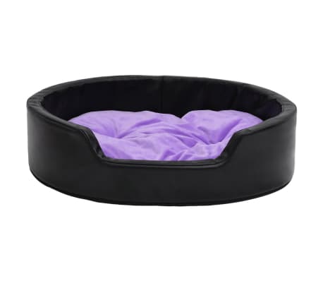 vidaXL suņu gulta, melna ar violetu, 90x79x20 cm, plīšs, mākslīgā āda