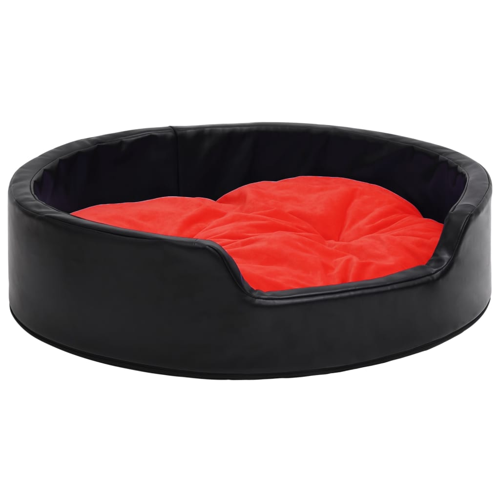 vidaXL Hondenmand 99x89x21 cm pluche en kunstleer zwart en rood