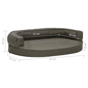 Ergonomický pelíšek pro psy 75 x 53 cm lněný vzhled tmavě šedý - obrázek 7