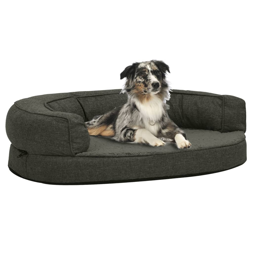 vidaXL Saltea ergonomică pat câini gri închis 75x53cm aspect in/fleece 75x53cm