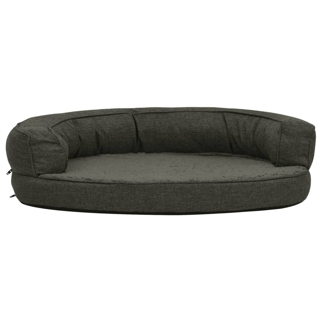 vidaXL Hondenbed ergonomisch linnen-look 90x64 cm fleece donkergrijs