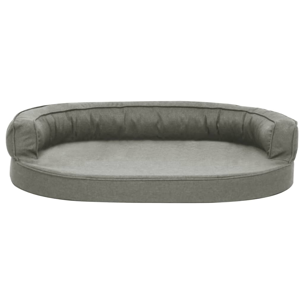 vidaXL Colchón de cama de perro ergonómico aspecto lino gris 90x64 cm