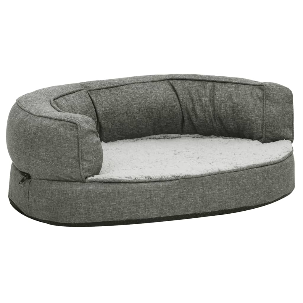 vidaXL Hondenbed ergonomisch linnen-look 60x42 cm fleece grijs
