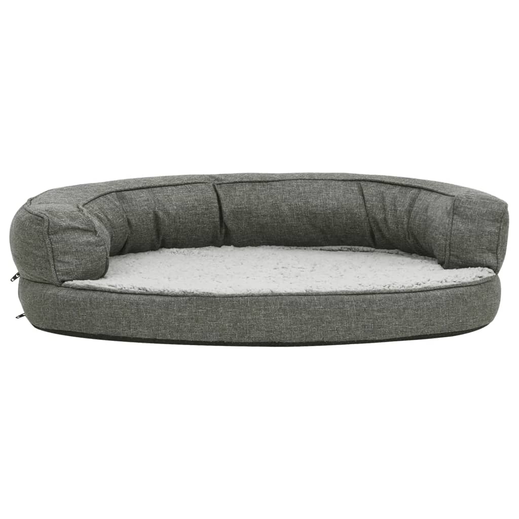 vidaXL Hundematratze Ergonomisch 90x64cm Leinenoptik Fleece Grau