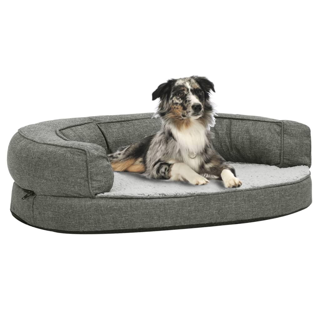 vidaXL Saltea ergonomică pat de câini, gri, 90×64 cm, aspect in/fleece vidaXL