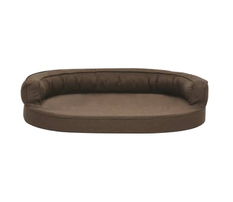 vidaXL Ергономичен матрак кучeшко легло, 75x53 см, с вид на лен, кафяв